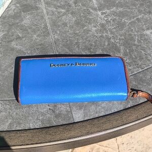 Dooney & Bourke Bright Blue Wallet with Brown Trim